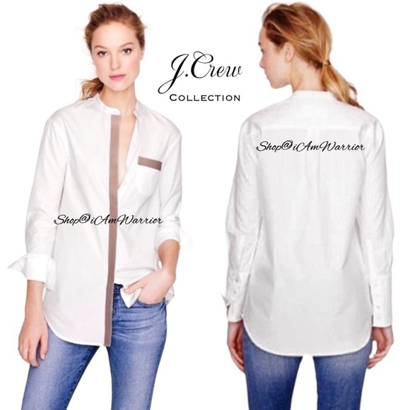 J.Crew Thomas Mason leather trim tunic top *shop@iamwarrior - Picture 1 of 11